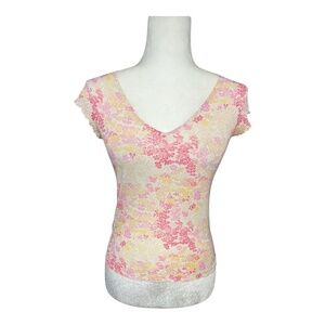 Y2K Semi-Sheer Floral Babydoll Top XS